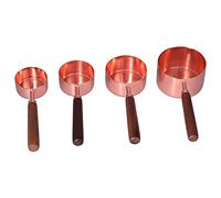 4Pcs Measuring Cups and Spoons Set, Stainless Steel Baking Tools with Copper Plated Handle, Rose Gold Measuring Cups Kit for Cooking and Baking, Includes 1/4cup, 1/3cup, 1/2cup, 1c