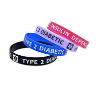4Pcs Medical Alert Type 2 Diabetic Insulin Dependent Silicone Bracelet