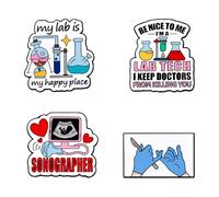 4PCS Medical Career Series Alloy Oil Drop Brooch Set - Lab Tech Experimental Equipment Decorative Badge for School Bag and Waist Buckle