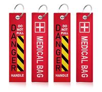 4PCS Medical Supplies Luggage Tag,Medical Alert Tags for Bag, Double-Sided Medicals Equipment Device Luggage ID Tag Durable Red Keychain for Backpack Luggage