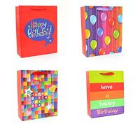 4pcs Medium Birthday Gift Bags Paper Party Present Bags with Tag Recyclable