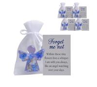 4pcs Memorial Forget Me Not Angel Keepsake Gift Set with Inspirational Message Card,Sympathy Bereavement Gift Angel Acrylic Memorial Gift for Loved Ones (A-4pcs)