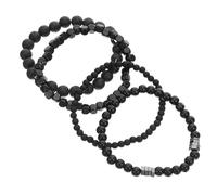 4pcs Men's Black Matte Bead Bracelet with Copper Alloy Elastic Design | Four Piece Set, Synthetic Stone Accents, Comfortable Fit, Wear Resistant Finish, for Men at Parties