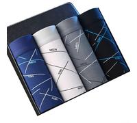 4pcs Men's Stylish Boxer Shorts with Elastic Waist and U Convex Pouch Comfortable Daily Undergarments (4XL A)