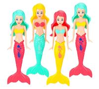 4Pcs Mermaid Bath Toys, Diving Toys Mermaids Swimming Toys, Swimming Sinkers Toys for Kids, Underwater Pool Training Diving Games Children's Gifts for Kids Girls Boys (Diving Mermaid (Light))