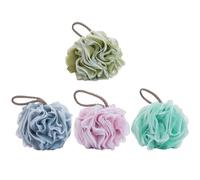 4pcs Mesh Bath Balls Pe Shower Poufs for Exfoliating | Hanging Rope Included, Strong Foaming Texture, Suitable for Families and Hotel Use