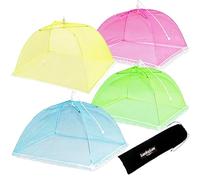 4PCS Mesh Food Covers, 17 Inch Pop Up Food Umbrella Tent Covers, Fruit Cake Net Domes for Outdoors, Screen Tents, Parties Picnics, BBQs, Reusable and Collapsible (Rainbow-4PCS)