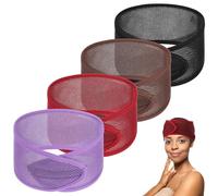 4Pcs Mesh Hair Wraps, Thicker Soft Head Wraps for Black Women, Adjustable Stretchable Wrap Cap for Women Long Short Hair, Non-slip Washable Mesh Hairs Wrap for Makeup Washing Sleeping Spa
