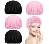 4pcs Mesh Sleeping Caps for Curly Hair, Hair Nets For Sleeping In, Mesh Sleep Bonnets For Sleeping Night, Hair Net For Rollers, Elastic Hairnet for Women (Black, Pink)