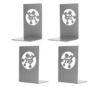 4Pcs Metal Bookends, Slip Sturdy Book Ends, Heavy Duty Book Holder with Non Slip Foam Pads, Rounded for Books DVDs Magazines, Home Study Desktop (Spring)