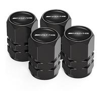 4Pcs Metal Car Tire Valve Stem Caps Fit AMG GT GLC GLE G C-Class S-Class E-Class GLA Series, Car Tire Air Caps Cover, Anti-corrosion Premium Alloy Leak-Proof Car Tire Accessories, Black