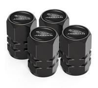4Pcs Metal Car Tire Valve Stem Caps Fit Jaguar XE XEL XF XFL XJ F-PACE F-Type Series, Car Tire Air Caps Cover, Anti-corrosion Premium Alloy Leak-Proof Car Tire Accessories, Black