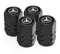 4Pcs Metal Car Tire Valve Stem Caps Fit Mercedes Benz CESM CLK GLK GL AB AMG GLS GLE AMG Series, Car Tire Air Caps Cover, Anti-corrosion Premium Alloy Leak-Proof Car Tire Accessories, Black