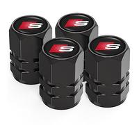 4Pcs Metal Car Tire Valve Stem Caps Fit S Line S1 S2 S3 S4 S5 S6 S7 S8 SQ2 SQ5 SQ7 SQ8 Series, Car Tire Air Caps Cover, Anti-corrosion Premium Alloy Leak-Proof Car Tire Accessories, Black