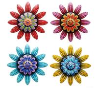 4PCS Metal Floral Wall Art Set for Indoor and Outdoor Decoration Featuring Long Lasting Iron Material and Floral Motifs