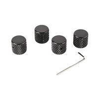 4Pcs Metal Guitar Knob Set, Flat Top Dome Volume Tone Control Knobs with Wrench, Vintage - Style Musical Instrument Accessory for Electric Guitar (GD139C Black)