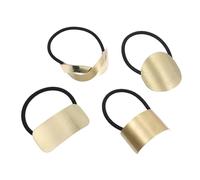 4pcs Metal Hair Ties Golden Zinc Alloy Ponytail Cuff | Elastic Fabric Loops, Fashionable Versatile Elegant Look, for Birthday Party and Exercise