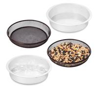 4Pcs Metal Round Bird Feeders Tray Kit Replacement Feeder Tray Versatile Easy to Clean Wild Birds Seed Feeder Trays Solid Feeding Mesh Accessory Bird Feeding Station for Outdoor