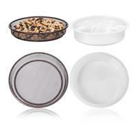 4Pcs Metal Round Bird Feeders Tray Kit Versatile Easy to Clean Wild Birds Seed Feeder Tray Solid Feeding Mesh Accessory for Most Bird Feeder Station