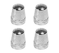 4Pcs Metal Sewing Thimble Hand Sewing Thimbles Finger Protection Useful Adjustable Finger Shield Silver Stainless Steel Thimble for Hand Sewing