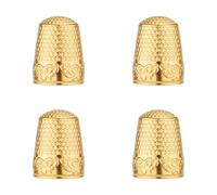 4pcs Metal Sewing Thimbles for Finger, Metal Fingertip Protectors Copper Thumb Thimble Finger Shield Thimbles Pads Guard Cover for Hand Embroidery Quilting Accessories Knitting DIY Tools (Gold)