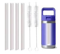 4PCS Metal Straw for YETI Rambler Jr. 12OZ Kids Water Bottle, Reusable Stainless Steel Replacement Straws with 2PCS Cleaning Brushes Compatible with YETI Rambler Jr. 12OZ Kids Bottle