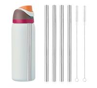 4pcs Metal Straw Replacement Parts for Owala Kids FreeSip Water Bottle 16 oz, Reusable Stainless Steel Tumbler Straw with 2 Straw Cleaner Brush
