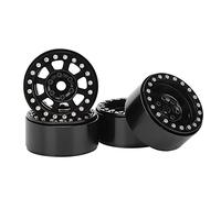 4pcs Metal Wheel Rim Upgrade Accessory, RC Wheel Rim for RGT 86100 1/10 Remote Control Car, Durable High - Precision Replacement with Secure Tire Lock, Silver Black Titanium Option (Black R86083BL)