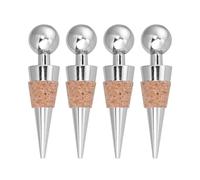 4pcs Metal Wine Stoppers, Round Reusable Sealing Plugs | Cork and Silicone Components, Golden and Silver Colours, Suitable for Bartenders, Home Entertaining, Birthdays and Restaurant