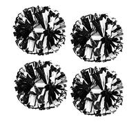 4Pcs Metallic Cheerleading Pom Poms for Kids, Creatiee 2 Pair Cheerleader Cheering Squad Pompoms for Boy Girl School Sports Games Team Spirit Cheer (Black-White)