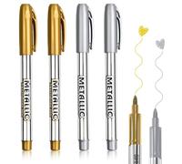 4Pcs Metallic Marker Pens, Gold and Silver Paint Markers for Crafting, Drawing, Card Making, and DIY Projects