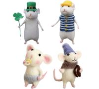 4Pcs Mice Needle Felting Starter Kit, Needle Felting Kit Beginner Felting Kits for Beginners Adult, 2024 Felt Animal Kit, Unfinished Wool Felt Mouse Craft Kit for Beginner DIY Craft (4Pcs -mix)
