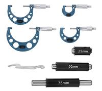 4Pcs Micrometer Set, Outside Diameter Measurement Tool, Bearing Steel Micrometers 0-100mm with Calibration Rods and Wrench, Professional Measuring Tools for Enginee