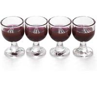 4Pcs Mini 1/12 ScaleBar Set with Red Wine Glasses and Bottles, Realistic Dollhouse Miniatures for Architectural Models, Photography Props and Display Collections