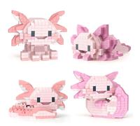 4PCS Mini Axolotl Building Blocks Set,Micro Axolotl Animal Figures Building Blocks Decor Model Animal Party Goodie Bag Filling Creative Birthday Party Gifts For Young People and Adults