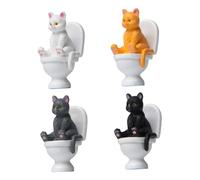4pcs Mini Cat Statues Set, Cartoon Kitten Figurines Sitting Pose, Small Desktop and Garden Decor for Home and Bonsai Scenes