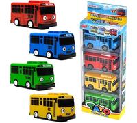 4PCS Mini Coach Model Pull Back Cars - Diecast Pull Back Bus Toy Vehicles Set - Friction Powered City Play Vehicle Toy Set for Kids Gifts