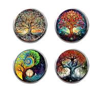 4pcs Mini Colorful Tree of Life Brooch Pin Set, Elegant Brooch Pin for Women's Fashion, Decorative Tree of Life Brooch, Stylish Womens Clothing Accessories, Pins for Clothes and Badges