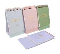 4pcs Mini Desk Calendar Freestanding Paper 2027 Twin Wire Binding | Flip Page Design, Profile for Narrow Surfaces, July 2026 to December 2027 Planning