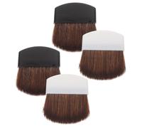 4pcs Mini Flat Blush Brush 1.8 Inch Portable Aluminium Synthetic Fibre | Soft Bristles, Ergonomic Handle, Compact Size for Home and Vacation Use, Wide Coverage with Easy Application