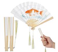 4pcs Mini Folding Fan for Dolls 4-5 Inch Paper and Wood