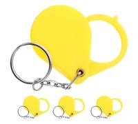 4pcs Mini Folding Key Ring Magnifier for Reading and Gems Yellow