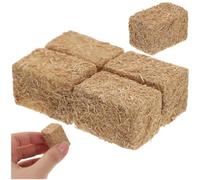 4pcs Mini Hay Bales Miniature Hay Blocks Stackable Fake Hay Bales Decoration for Craft Table Dollhouse Toy Autumn Farm Garden