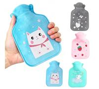 4PCS Mini Hot Water Bottle with Cover, Multicolor Animal Pattern Small Hot Water Bottle with Cover for Travel Winter Warmth (17cm x 11cm)