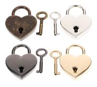 4pcs Mini Metal Heart Padlock with Keys for Jewelry Box and Diary Book