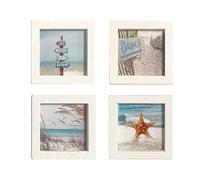 4pcs Mini Picture Frames Dolls House Accessories Coastal Landscape Wall Art Small Mini Photo Frames Wooden Dolls House Furniture 1: 12 Scale Miniature Dollhouse Accessories (3x3cm)