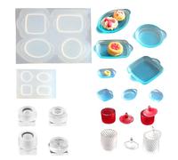 4Pcs Mini Plate and Mini Jar Resin Silicone Molds Set 3D Simulation Cute Plate Jar Epoxy Casting Molds for DIY Micro Resin Dollhouse House Kitchen Display Decor