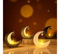 4PCS Mini Ramadan Lanterns for Centerpiece Eid Decorations for Home LED Moon Star Hanging and Table Lights Vintage ABS Battery Powered Ramadan Decor for Eid Mubarak Table Decorations