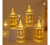 4PCS Mini Ramadan Lanterns Gold LED Candle Lanterns for Ramadan Decorations Eid Decorations for Home Table Centrepiece Ramadan Lights Garden Lanterns Islamic Decor Gifts
