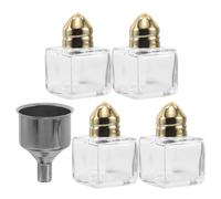 4pcs Mini Salt and Pepper Shaker Set 15ml with Funnel | Glass and Stainless Steel, Leakproof, Compact and Lightweight, for Kitchen Travel Use